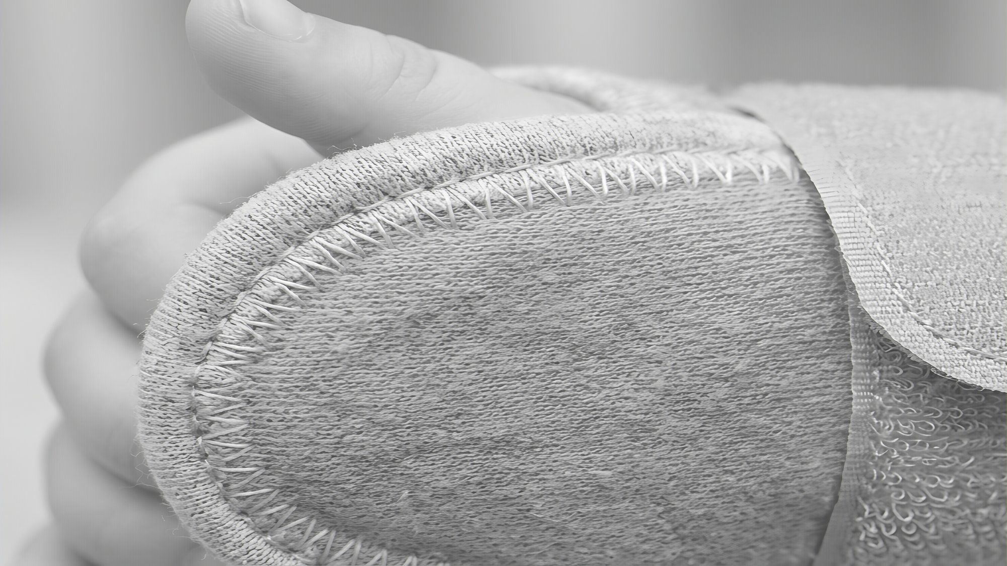 Close-up satin stitch on cotton